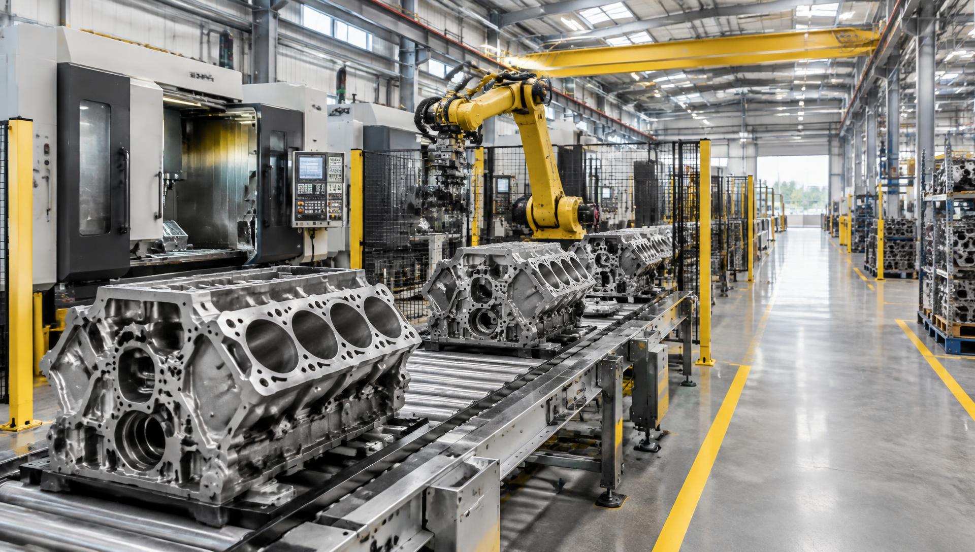 Industrial production line with large machinery and automated manufacturing equipment